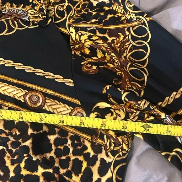 Tacera Baroque Leopard Print Shirt Dress Women’s 2X Black Gold Tunic - Picture 6 of 7